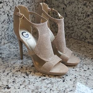 Guess Women's Beige Rhinestone Heels